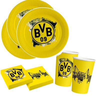 52-teiliges BVB Borussia Dortmund Partyset für 16 Personen Fußball Mannschaft