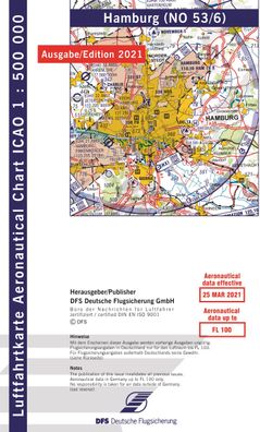 VFR ICAO Flugkarte Deutschland Blatt Hamburg DFS Ausgabe 2021 für Motorflug