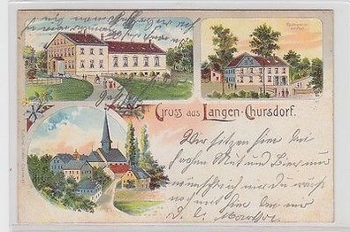 64737 Ak Lithografie Gruss aus Langen-Chursdorf Gasthof 1905