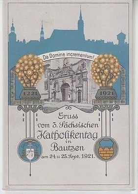 65213 Ak Gruss vom 3. Sächsischen Katholikentag in Bautzen am 24. u. 25.9. 1921