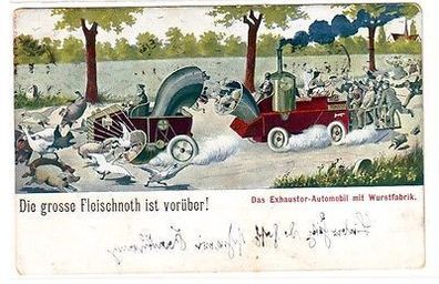 65341 Ak Humor Das Exhaustor-Automobil mit Wurstfabrik 1915