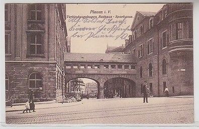 64978 Ak Plauen i.V. Verbindungsbogen Rathaus - Sparkasse 1916