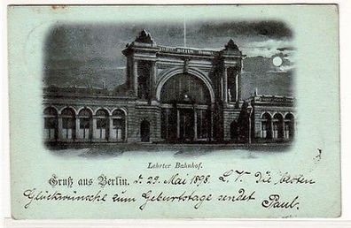65455 Mondschein Ak Gruß aus Berlin Lehrter Bahnhof 1898