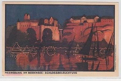 30235 Ak Meersburg am Bodensee Schlossbeleuchtung um 1920