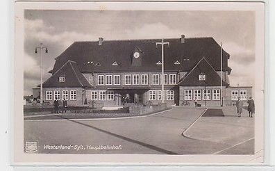 65406 Foto Ak Westerland Sylt Hauptbahnhof 1940