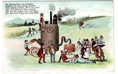 65222 Künstler Ak Humor "Die Biermaschine" um 1900