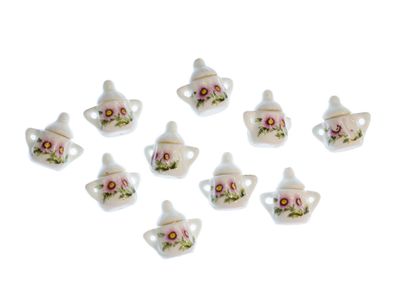 10x Zuckerdose Puppenhaus Puppenstube Becher Porzellan Tee Kaffee Goldrand Blume