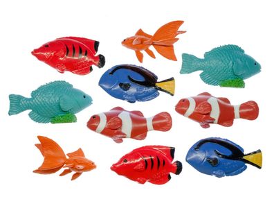 10x Fisch Aufstellfigur Miniblings Clownfisch Meer Koralle Fische bunt Set