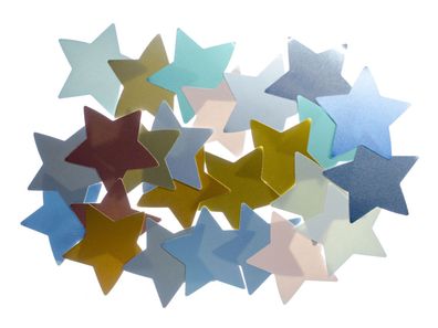 25 Sterne Geschenkanhänger Miniblings Geschenk Schild Stern bunt Rückseite weiß