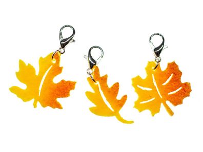 3x Blatt Charm Anhänger Bettelarmband Miniblings Herbst Ahorn Filz Baum Orange