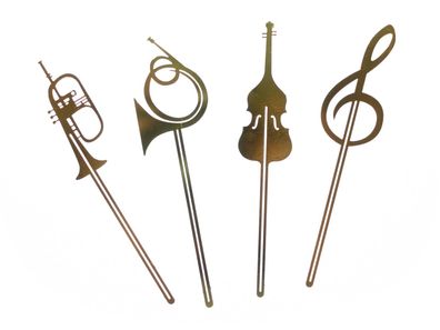 4x Musikinstrument Lesezeichen Miniblings Musik Gitarre Trompete Leseband Buch