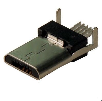 Micro-USB Stecker Typ-B, 5-polig, gewinkelt, SMD, löten Masse Pins, 2St.