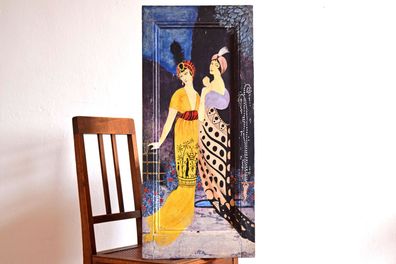 Gemälde handgemalt Les Modes Paul Poiret Kopie 82 x 36cm Antik Alt Georges Barbier