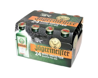 24 Flaschen Jägermeister Kräuterlikör 35% 0,02 l - 20 ml Minis SHOTS TO GO 2cl