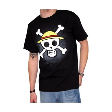 ONE PIECE Herren T-Shirt XL Skull with Map Strohhut schwarz Ruffy Chopper Luffy