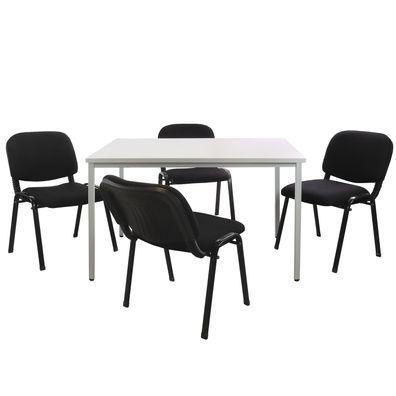 ADB Sitzgruppe Konferenztisch 120x80cm mit Stühlen Besprechungstisch 4 Personen