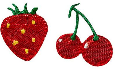Mono Quick 0216x Kirsche oder Erdbeere Satin Applikation, Bügelbild Patch Obst