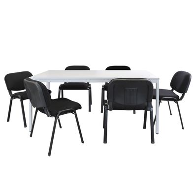 ADB Sitzgruppe Konferenztisch 160x80cm mit Stühlen Besprechungstisch 6 Personen
