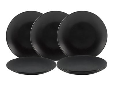 Teller in schwarz - 6er Set - matt &Oslash; 21 cm - Kuchen Dessert Teller Platzteller