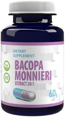 Bacopa Monnieri Brahmi Extract 8000mg Equivalent 120 Vegan Capsules. Hepatica