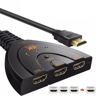4k * 2k 3d mini 3 port -hdmi switch 1.4b 4k switcher, hdmi splitter 1080p, 3 in 1