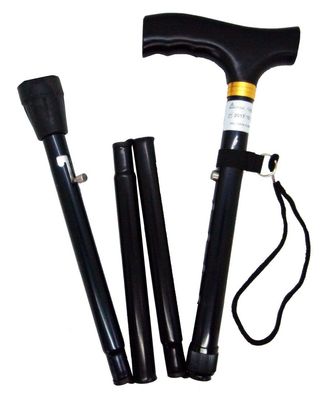 Faltstock schwarz mit SPIKE inkl. Stockschlaufe 5-fach höhenverstellbar Spaziers