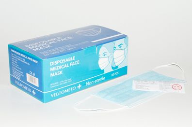 Mundschutz 3-lagig blau Medizinische Einwegmaske - 50 Stück