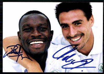 Charles Akonnor & Zoltan Sebesceu VFL Wolfsburg 2000-01 Original Sign. + A 84560