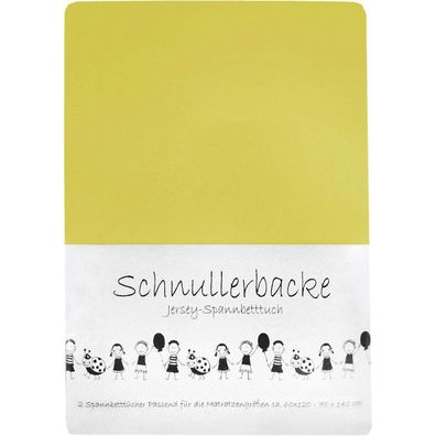 2er Set Baby Jersey Spannbetttuch Schnullerbacke 60/120 x 70/140 cm gelb