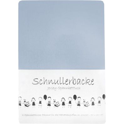 2er Set Baby Jersey Spannbetttuch Schnullerbacke 60/120 x 70/140 cm hellblau