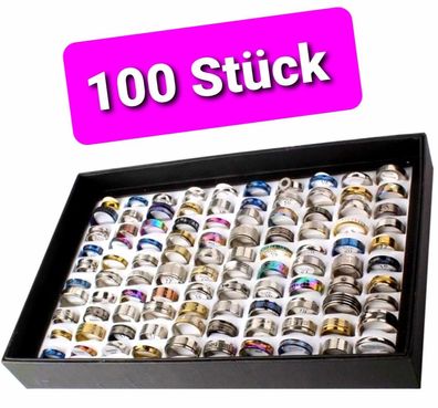 100 Stück Ringe Mit Aufbewahrungsbox Fingerring Schmuck Für Wiederverkäufer