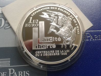 1,5 euro 2005 PP Frankreich Säerin Semeuse Kirche und Staat 22,2g 900er Silber