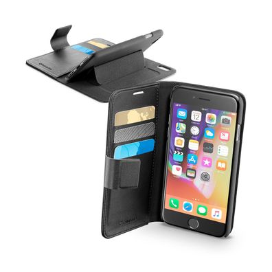 Cellularline Schutz Tasche für Apple iPhone SE (2020) Schwarz mit Ständer, Book