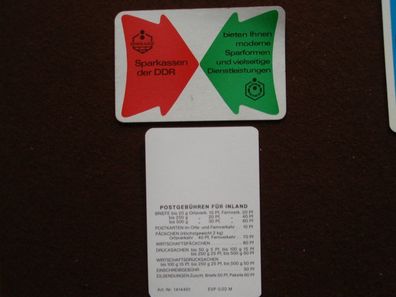 DDR Taschenkalender Postgebühren + Sparkasse 1983 / 75