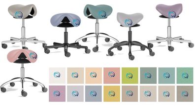 Löffler: Praxis-Rollhocker SEDLO SL 2-5, ERGO TOP, Kunstleder weiß + pastell