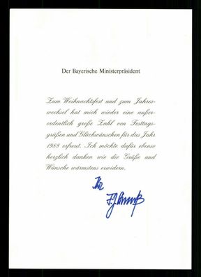 Franz Josef Strauß (1915-1988) Ministerpräsident Bayern Original Sign + G 32882