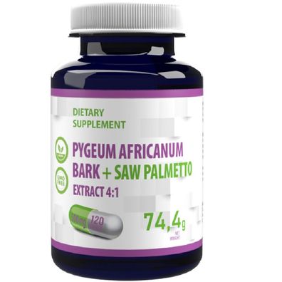 Pygeum Africanum Bark + Saw Palmetto Complex 500mg 120 Vegan Capsules. Hepatica