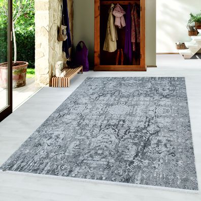 PIERRE CARDIN Design Teppich 100% Acryl Baumwollrücken Orient Muster Grau