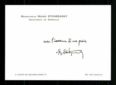 Roger Kardinal Ettchegary (1922-2019) Erzbischof Marseille Orig Sign # BC 172672