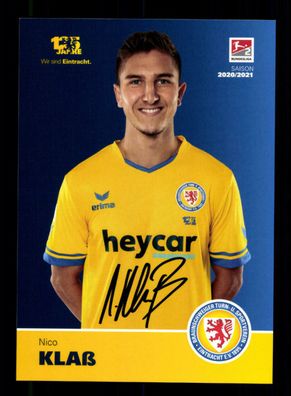 Nico Klaß Autogrammkarte Eintracht Braunschweig 2020-21 Original Signiert