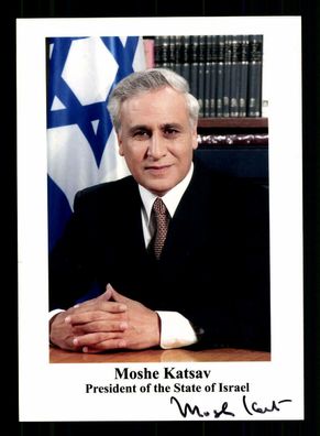 Moshe Katzav Staatspräsident von Israel 2000-2007 Original Signiert # BC G 33105