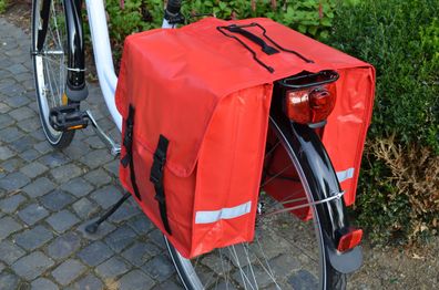 Fahrrad Gepäckträger Doppeltasche LKW-Plane wasserdicht 2x 12L Fahrradtasche rot