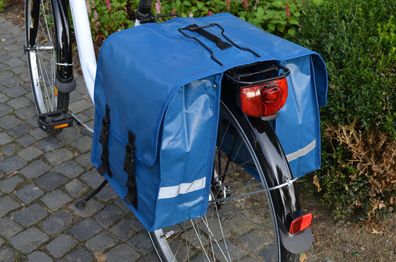Fahrrad Gepäckträger Doppeltasche LKW-Plane wasserdicht 2x12L Fahrradtasche blau