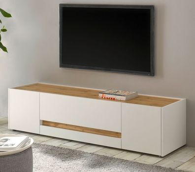 TV-Lowboard Fernseher Unterschrank weiß und Eiche Wotan Unterteil 170 cm Center