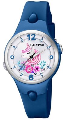 Calypso Kinderuhr | blau analog Kunststoff | Motiv Einhorn | K5783/7