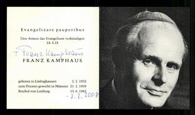 Franz Kamphaus Bischof von Limburg Original Signiert # BC 179740