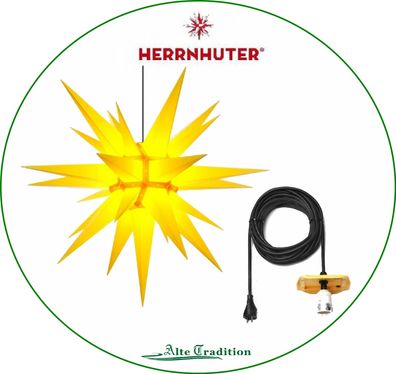 Herrnhuter Stern 130 cm Farbe gelb Kunststoff inkl 10m Kabel Sterne inkl LED