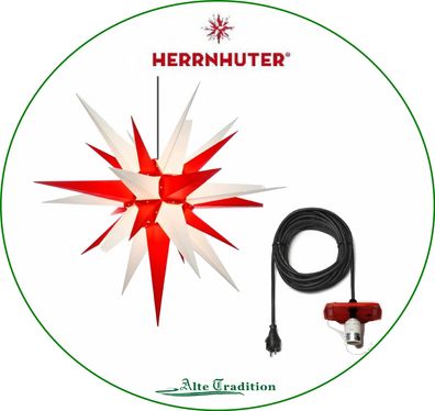 Herrnhuter Stern 130 cm Farbe weiß - rot Kunststoff inkl 10m Kabel Sterne inkl LED