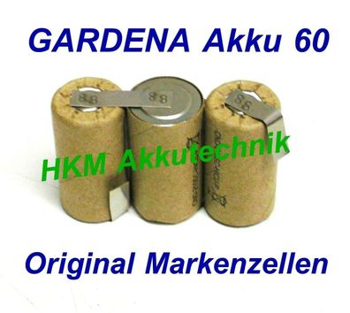 Gardena Accu 60 Akku 3,6V 2 Ah NiCd Original Markenzellen für Original Lader