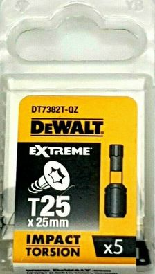 DeWalt DT 7382 T Torsion Extreme Impact Bit Schrauber schlagf. T25 25 mm 5 Stück
